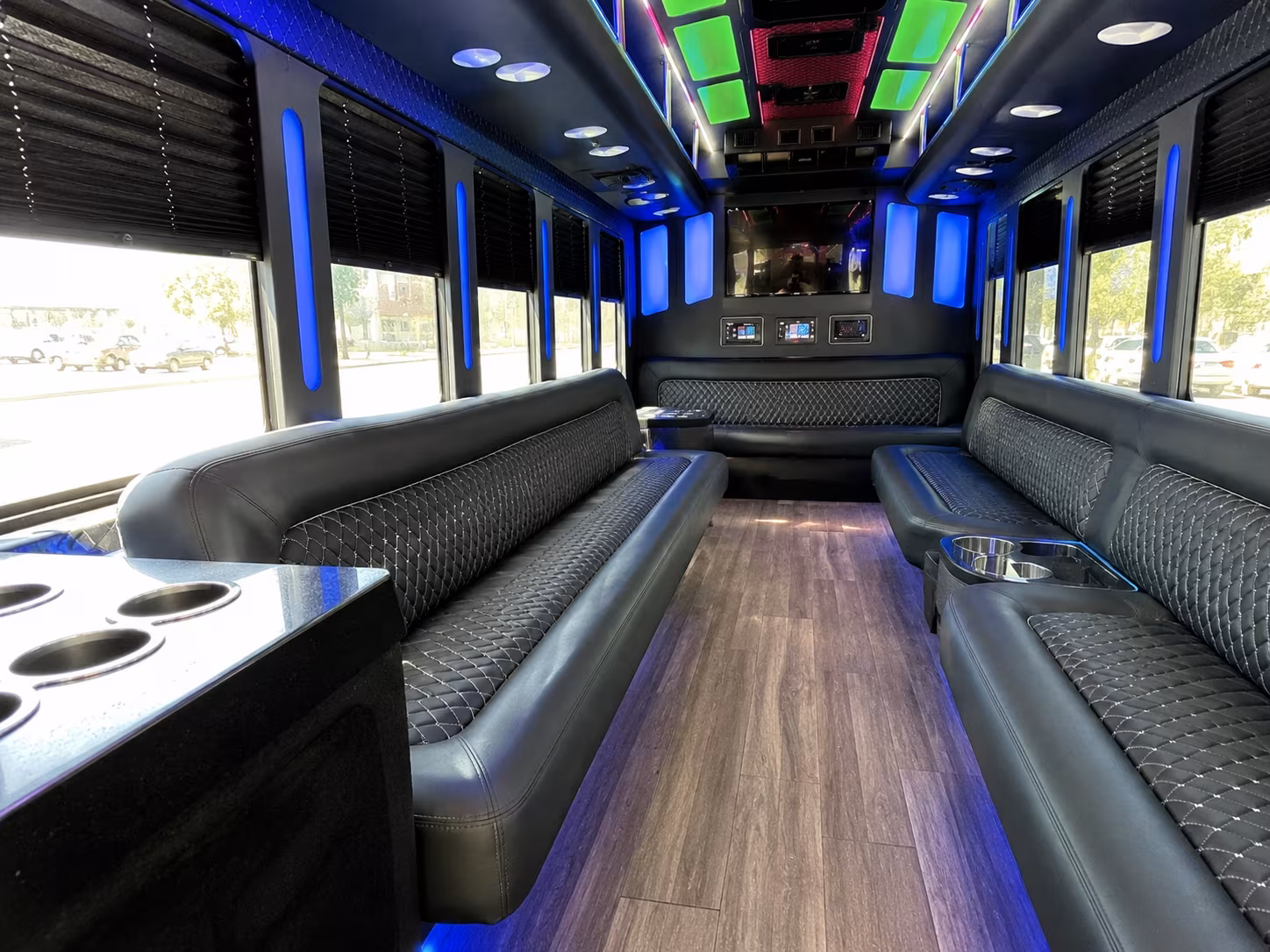 santa clarita 15 passenger party bus inside