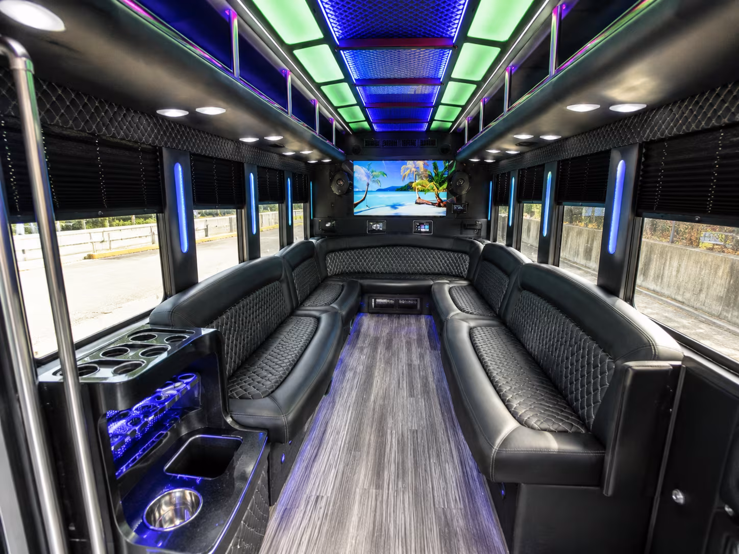 santa clarita 18 passenger party bus inside