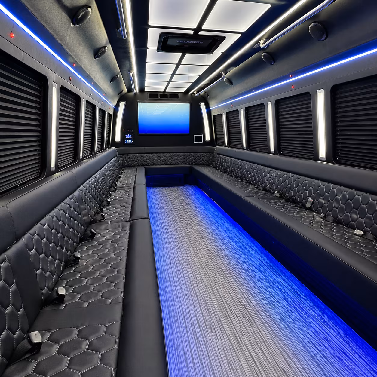 santa clarita 50 passenger party bus inside